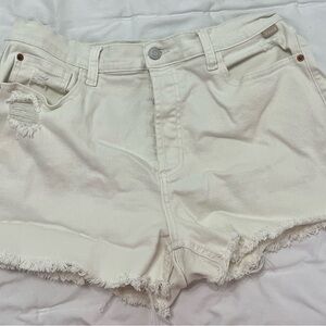 Cello Off-White Frayed Hem Jean Shorts
